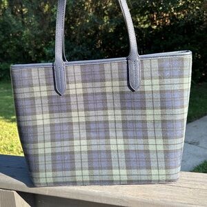 Talbots Blue and Green Plaid Tote